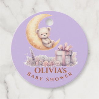 Teddy Rosa Bear Girl Baby Shower Gåvor Etiketter