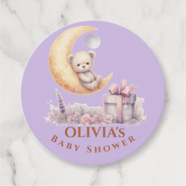 Teddy Rosa Bear Girl Baby Shower Gåvor Etiketter