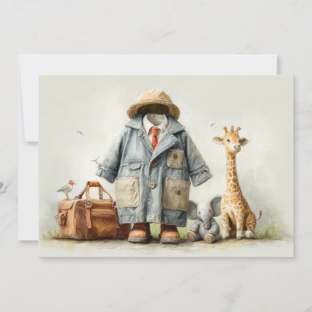 Teddy Safari Explorer - 1:a födelsedagen Inbjudningar (Framsida)