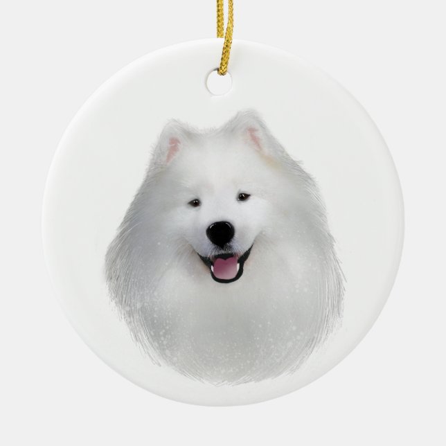 Teddy samoyed julgransprydnad keramik (Framsidan)