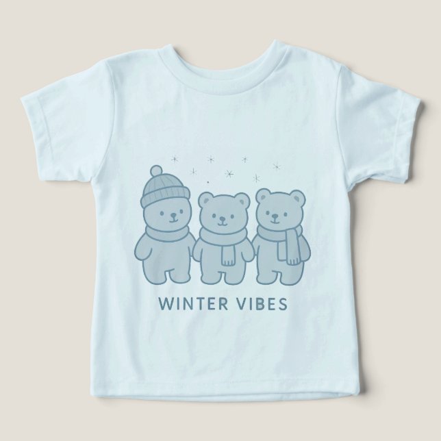 Teddy Team Winter Vibes Kids Tee (Design Framsida)