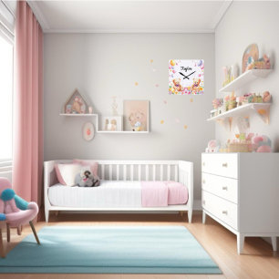 Teddy time gullig dagis fyrkantig klocka