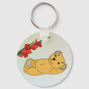 Teddy unter Blumen Nyckelring