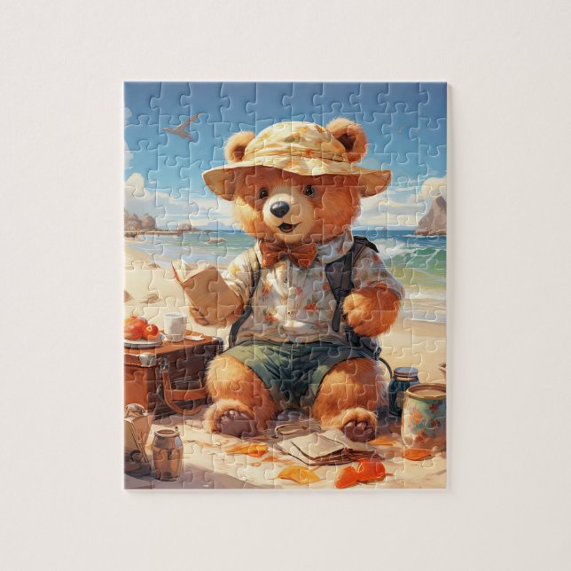 Teddy vid Beach! Nallens pussel (Vertikal)