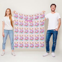Teddybär Wasserfarben Pastell Fleecefilt