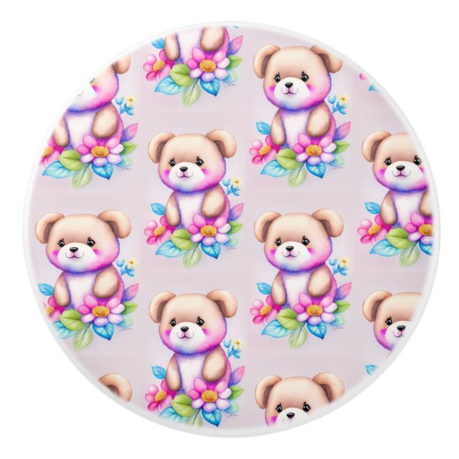Teddybär Wasserfarben Pastell Knopp (Framsidan)