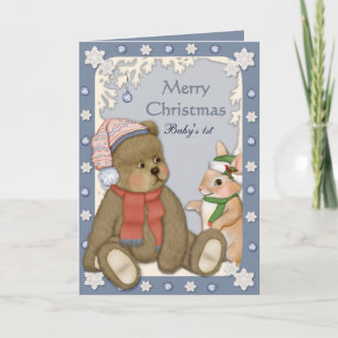 Teddybear - baby första jul helgkort