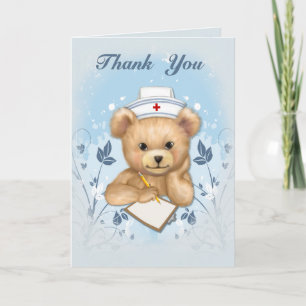 Teddybear sjuksköterskatack tack kort