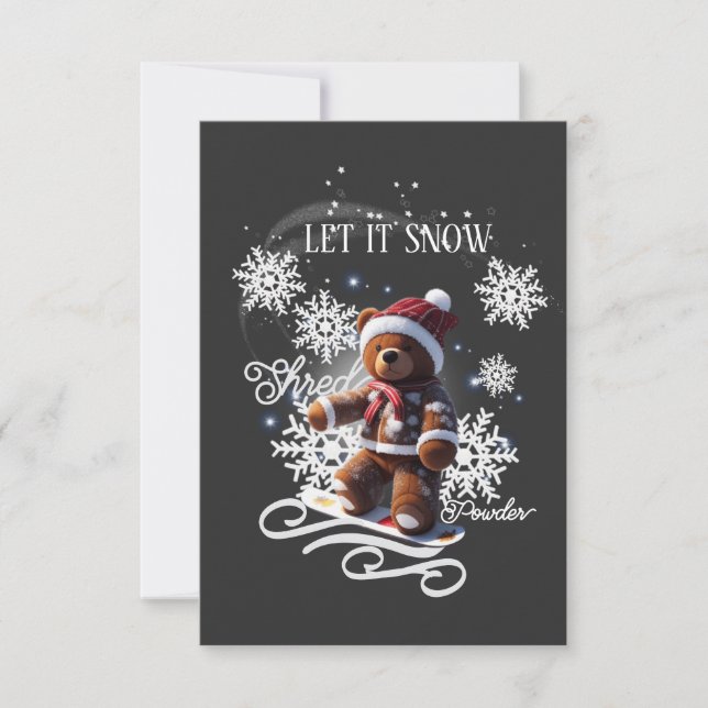 TeddyBear Snowboard/Shred/Flat Greeting Card Kort (Framsida)