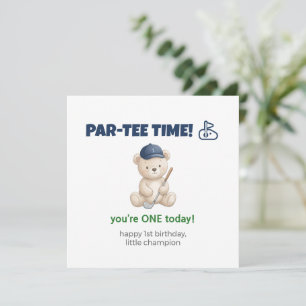 Teddybjörn 1-års födelsedag golfkort för pojke so kort