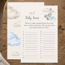 Teddybjörn A-Z Babyartiklar Baby Shower-spel