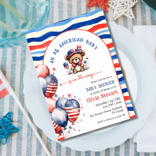 Teddybjörn  All Amerikansk Bebis 4:e Juli Bebis Ka Inbjudningar