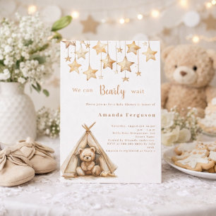 Teddybjörn är stjärnan på tält boho Baby Shower Inbjudningar