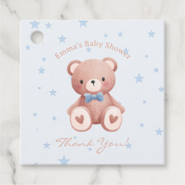 Teddybjörn Baby Pojke Bebis Dopp - Mjuk Blå Stjärn Gåvor Etiketter
