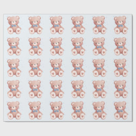 Teddybjörn Baby Pojke Bebis - Mjuk Blå Stjärnor Presentpapper