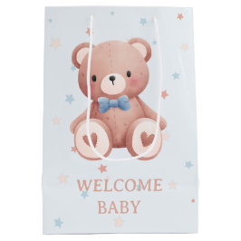 Teddybjörn Baby Pojke Bebis Shower - Mjuk Blå Stjä