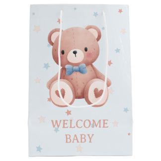 Teddybjörn Baby Pojke Bebis Shower - Mjuk Blå Stjä
