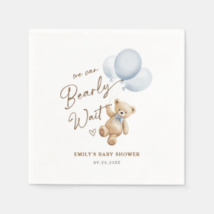 Teddybjörn Baby Pojke Dopp Blå Vit Pappersservett