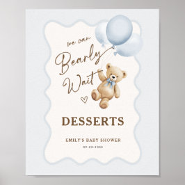 Teddybjörn Baby Pojke Förfest Efterrätter Poster