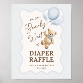 Teddybjörn Baby Pojke Förlossning Blöja Lotteri Poster