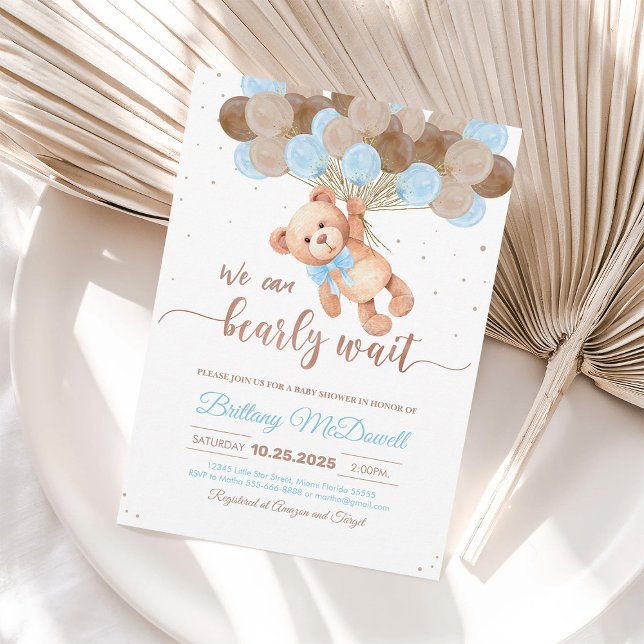 Teddybjörn Baby Shower Ballonger Inbjudan (Skapare uppladdad)