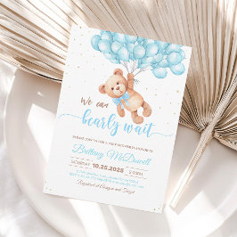 Teddybjörn Baby Shower Ballonger Inbjudan