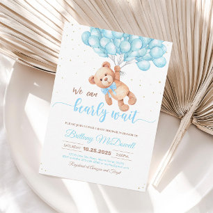 Teddybjörn Baby Shower Ballonger Inbjudan