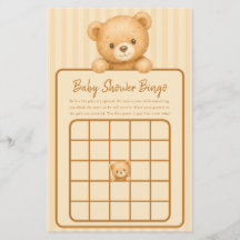 Teddybjörn Baby Shower Bingo med bruna ränder