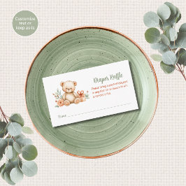 Teddybjörn Baby Shower Blöja Lotteri Biljetter Tilläggskort