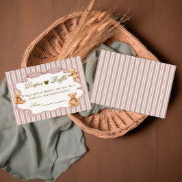 Teddybjörn Baby Shower Blush Rosa Blöja Lotteri Tilläggskort