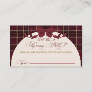 Teddybjörn Baby Shower Flicka Plaid Bow mamma mage Tilläggskort
