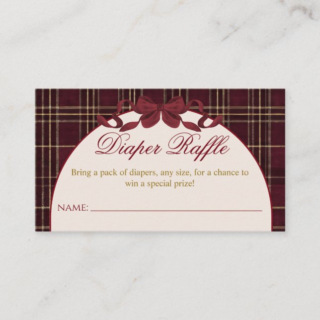 Teddybjörn Baby Shower Flicka Plaidbåge Blöja Tilläggskort (Framsida)