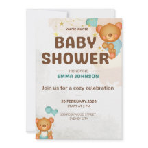 Teddybjörn Baby Shower Inbjudan