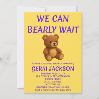 Teddybjörn Baby Shower Inbjudan