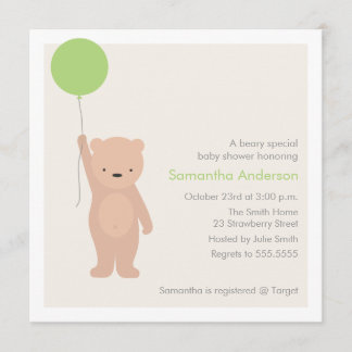 Teddybjörn Baby Shower Inbjudan - Flicka / Pojke