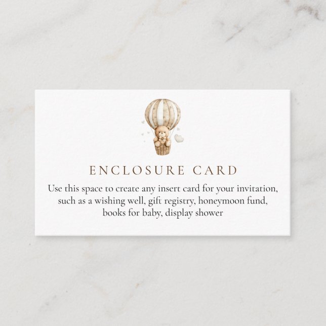 Teddybjörn Baby Shower Inklusionskort Tilläggskort (Framsida)