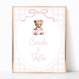 Teddybjörn Baby Shower Kort och Presentbordsskylt Poster