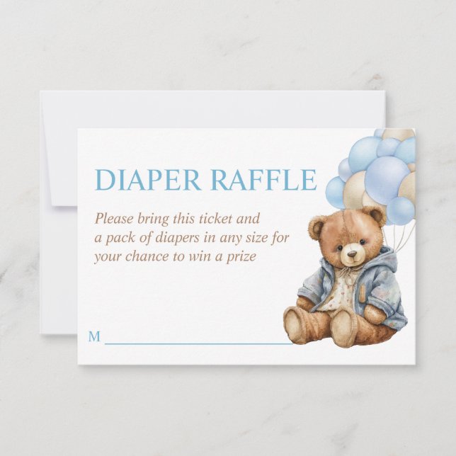 Teddybjörn baby shower nätt inte vänta blöja lotte inbjudningar (Framsida)