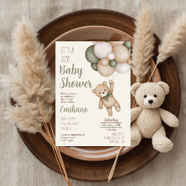 Teddybjörn Baby Shower Pojke Inbjudan