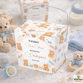 Teddybjörn Baby Shower Pojke | Söt Blå Björn Presentaskar
