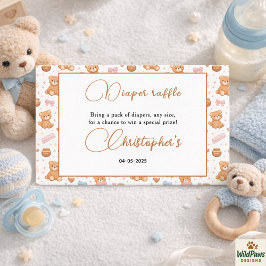 Teddybjörn Baby Shower Pojke | Söt Blå Björn Tilläggskort
