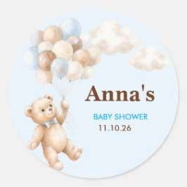 Teddybjörn Baby Shower Rund Favorit Klistermärke