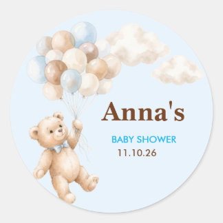 Teddybjörn Baby Shower Rund Favorit Klistermärke