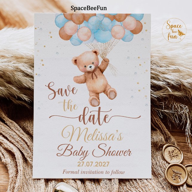 Teddybjörn Baby Shower Spara datum Vi kan knappt Inbjudningar (teddy bear baby shower boy,save the date,baby shower bear 
invitation,boho bohemian bear,we can bear)
