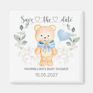 Teddybjörn baby shower spara datumet magnet