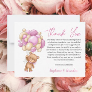 Teddybjörn baby shower tjej tack julkort