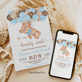 Teddybjörn - Baby Shower Vi kan knappt vänta Inbjudningar