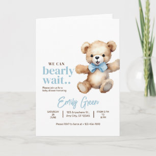 Teddybjörn Baby Shower, Vi kan knappt vänta Pojke Inbjudan
