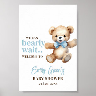 Teddybjörn Baby Shower, Vi kan knappt vänta Pojke Poster