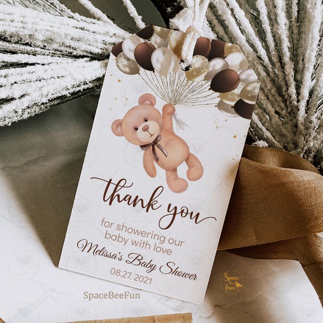Teddybjörn Baby Shower Vi kan knappt vänta Presentetikett (Teddy Bear Baby Shower Gift Tags, We Can Barely Wait Tags, Baby Shower Gift Tags, Teddy Bear Party F)